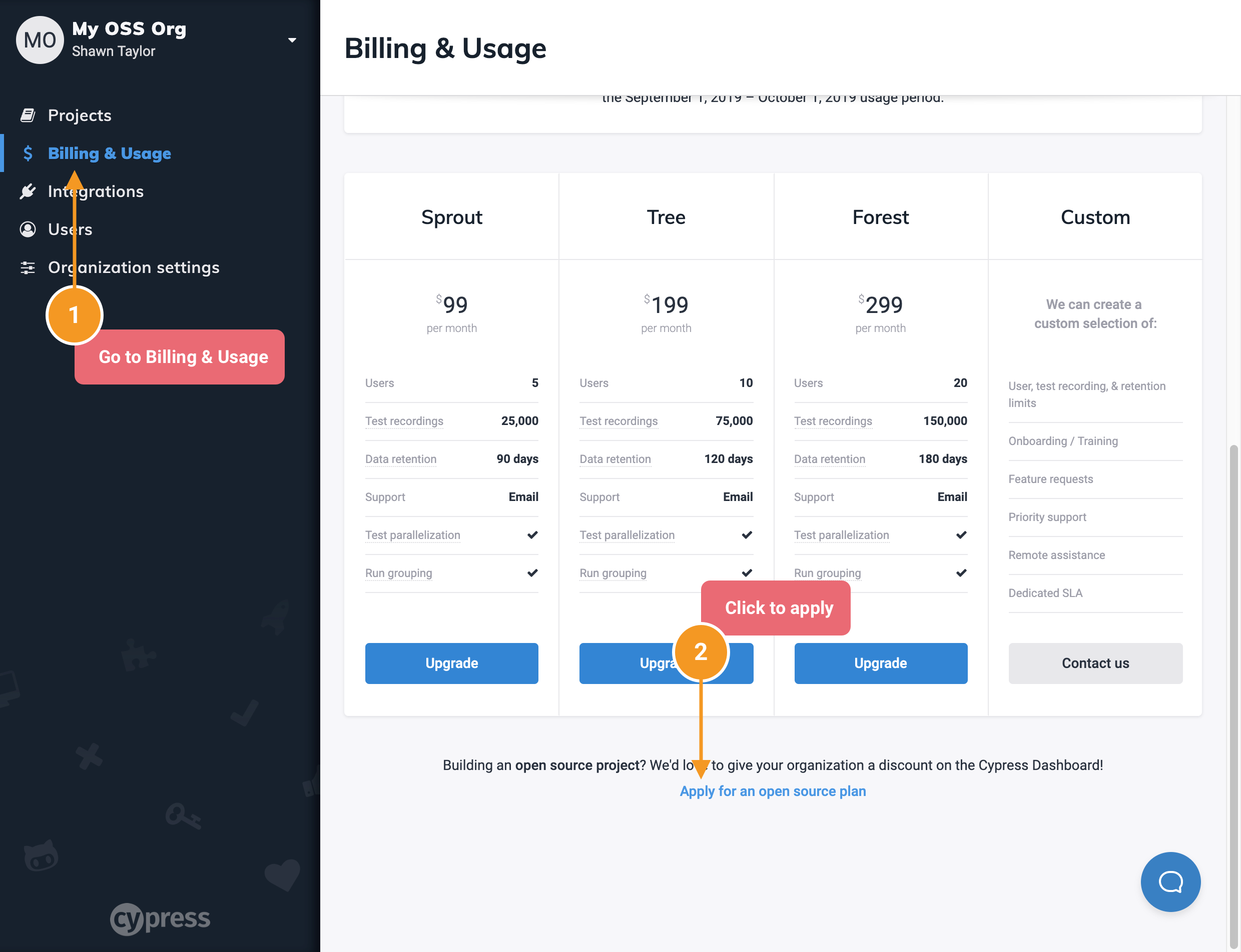 Click Apply for an open source plan